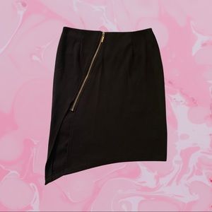 Asymmetrical High Slit Skirt with Gold Zipper